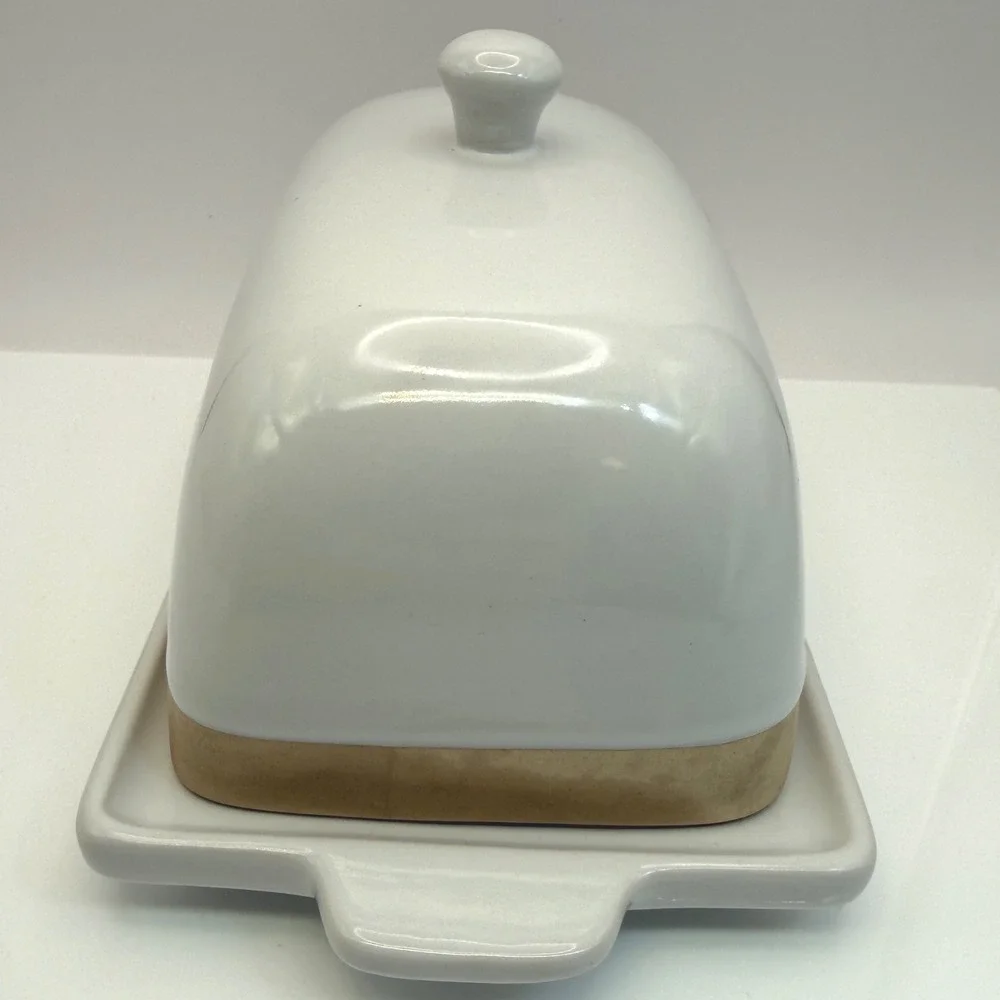 Sur La Table Cucina Rustica Stoneware Butter Dish Rooster White Tan